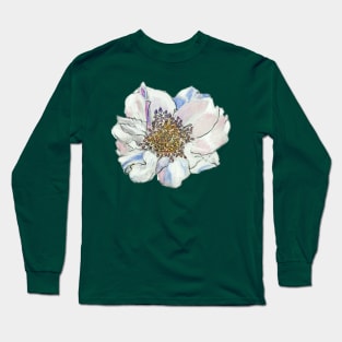 White Camellia Long Sleeve T-Shirt